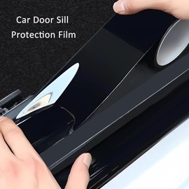 Lypumso High Gloss Black Vinyl Wrap Tape, 1 Inch x 30ft Self-Adhesive Universal Chrome Black Detailing Tape with Tool, Anti-Scratch Sticker for Door Sill Window Trim Edge Guard Protective