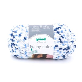 Gründl Funny Plain and Colour Chenille Wool, Fluffy Soft Wool, Baby Wool, 100 g/120 m LL,NS 5-6, (Funny Colour 03 Construction Colour)