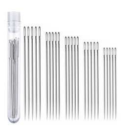 Performore Professional Thermal Self‑Threading Stainless Steel Sewing Needle Set | 25‑Piece Heavy‑Duty Large‑Eye Needles for Denim, Canvas, Quilting & Easy Threading