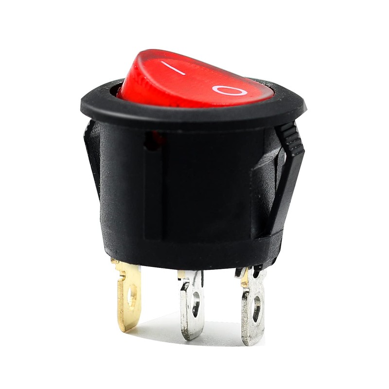 Red Light SPST 3-Pin ON/Off Round Boat Rocker Switch AC
