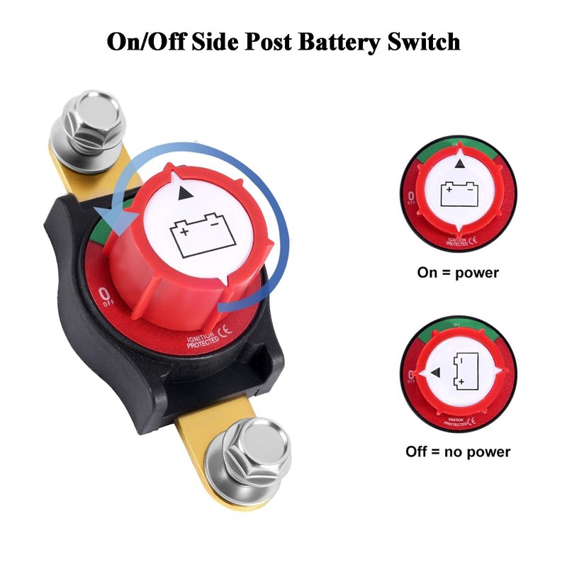 Side Post Battery Disconnect Switch, 12-48V Car Battery Kill Switch,