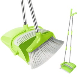 FGY Broom and Dustpan Set - Standing Upright Dust Pan w/adjustable 36"/48" Long Handle Broom[2Size] - 3L Capacity, 10" Great Edge, Lightweight & Robust, for Kitchen, Pet House, Office, Outdoor, Indoor