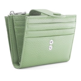 REETEE Small Women's Leather Wallet RFID Protection Purse Women Wallet with 13 Credit Card Holder for Men and Women Small Wallet with Coin Compartment, Green, Elegant