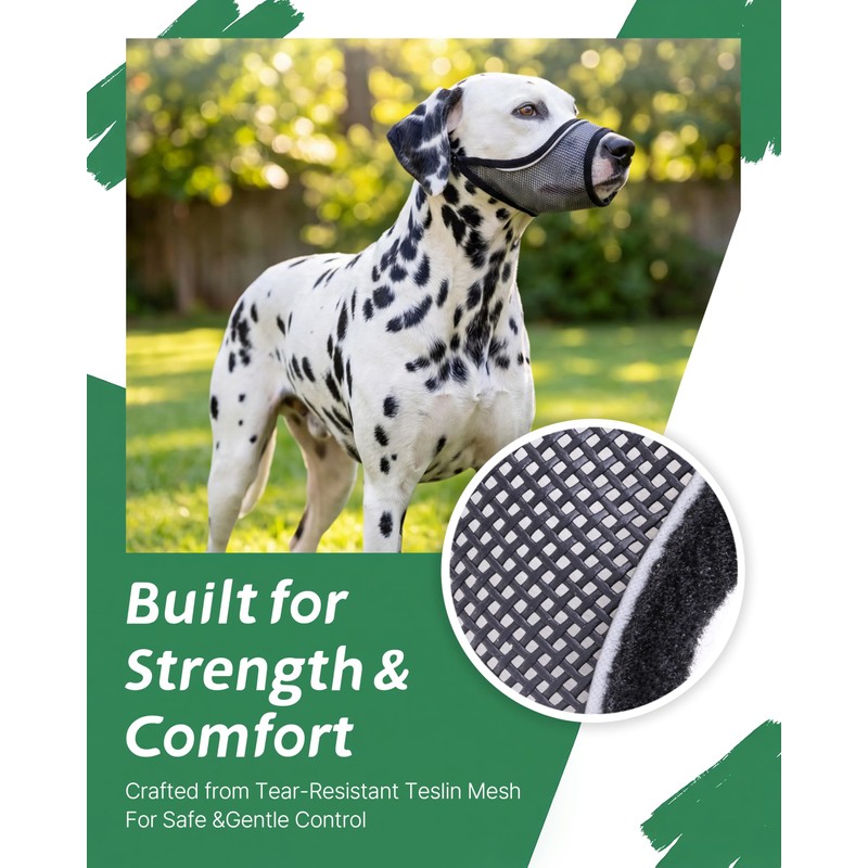 Mesh Muzzle for Small Medium Dogs, Mouth Guard Prevents Biting