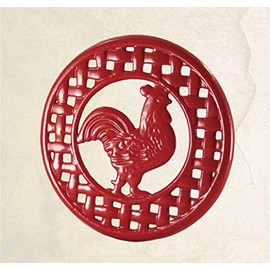 Grant Howard 51094 Red Rooster Trivet, 8-inch Diameter, Cast Iron