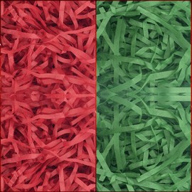 Jremreo 8 oz / 250g Christmas Grass Basket Filler Bulk, Red Green Crinkle Cut Paper Shred Fillers for Xmas Gift Box, Basket, Gift Stuffing Birthday Wedding Anniversay Baby Shower Decorations