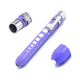OdontoMed2011 Medical Pen Lights for Nurses Doctors, Reusable LED Medical Penlight Flashlight with Pupil Gauge, White Light, Purple Color Penlight
