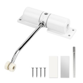 Adjustable Door Closer, Interior Door, Spring Loaded Door Closer, Adjustable Door Closer, Automatic Door Closer, Door Closer, with Mounting Plate and Screws, for Interior Doors, Room Door (White)