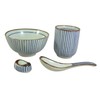 Japanese Striped Dish Set - Oriental 4 Piece Striped Dish