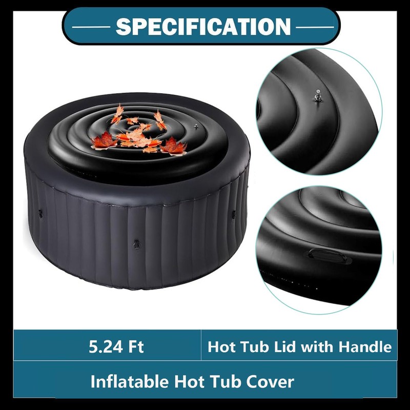 5.24 Ft Round Inflatable Hot Tub Cover Foldable Hot Tub