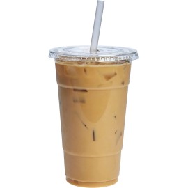 Plastic Clear Cups 24 oz with Lids and Straws 100 Set Disposable-Vas<wbr/>pur & All