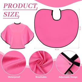 4 Capas de Barbero de Salón Capa de Maquillaje Capa Impermeable para Teñir Cabello Capa de Corte de Pelo para Mujeres, Hombres y Niños (Rosa Roja)