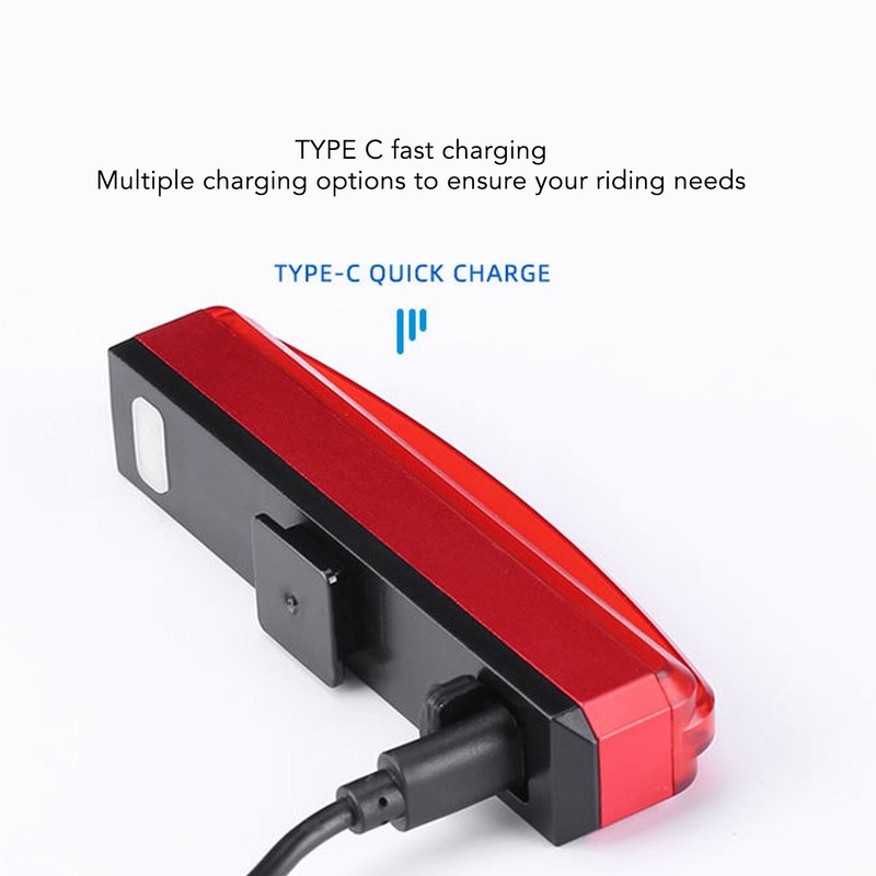 Bike Taillight USB Rechargeable IPX5 Waterproof Warning Function Lightweight Adjustable