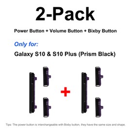 2 Pack for Galaxy S10 & S10 Plus Power Volume Button Replacement Repair Part, Side Buttons Compatible with S10 & S10 Plus, with Toolkit, Black