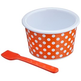 Zak Dotty Ice Cup Diameter 8 cm with Ice Cream Scoop – Orange/White