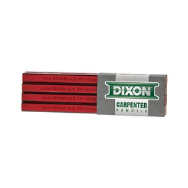 DIXON Industrial Carpenter Pencils, Hard Graphite Core, Red/Black, 7", 12-Pack (19973)