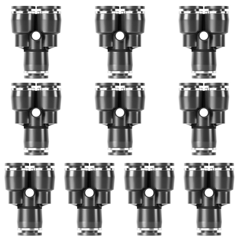 TAILONZ PNEUMATIC Black 8MM OD Y Spliter Plastic Push to