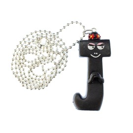 Miniblings J Barbapapa Necklace 80 cm Pendant Letter Initial Barbamama Black Handmade Fashion Jewellery Ball Chain Silver-Plated, Metal