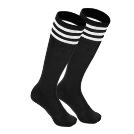 Toddler Kids Soccer Socks Youth Soccer Socks Boys Girls Cotton Socks Long Socks for Girls1 Pair Black White 9-12 Years