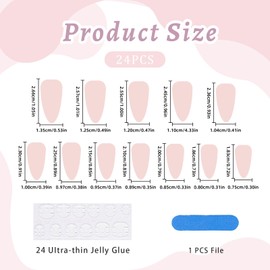 Goiern 24 Pcs French Tip Press on Nails Süßes Acryl Künstliche Nägel mit 3D-Schleife Perlmutt Nude Pink Vollständige Abdeckung False Nails Mandel Nail zum Aufkleben
