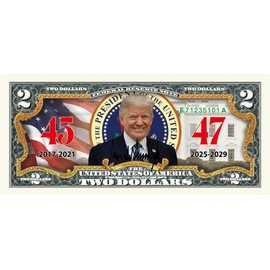 President Trump 45th & 47th President 2 Dollar Bill - Uncirculated Commemorative Coin Trump Merchandise