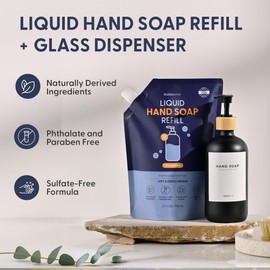 MAISONOVO Hand Soap Refills | Natural Hand Soap Refill Made in USA | Gental Non Toxic Hand Soap Refill Good for All Skin Types | Unscented Hand Soap Refill Pouch 34 oz