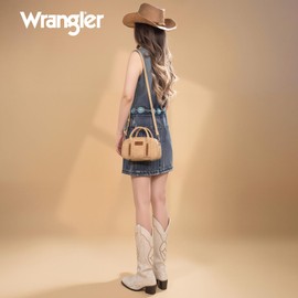 Wrangler Barrel Bag Retro Top Handle Bags with Crossbody Strap Boston Satchel Purse and Handbag Women WG262-522TN