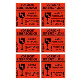 Caution Fragile Sticker - Foil - Sticker - Caution Glass - Fragile - Handle with Care - Warning Risk of Breakage Warning Stickers, Signal Labels, Shipping Stickers, Package Stickers