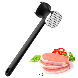 Deepton Zinc Alloy Meat Tenderiser, 24 cm, Double-Sided Cutlet Tenderiser with Non-Slip Handle, Silver Meat Hammer, Steak Hammer, Tenderiser Hammer for Cutlets, Beef, Chicken