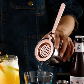 BarBits Round Cocktail Strainer - Professional Hawthorne Strainer - Copper Plated