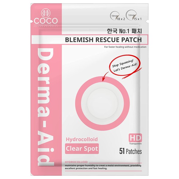 COCO-HONEY Acne Patches Pimples Zits Patch Blemish - Derma-Aid for Blemish Spot, Face & Skin Care, Facial Stickers (Clear)