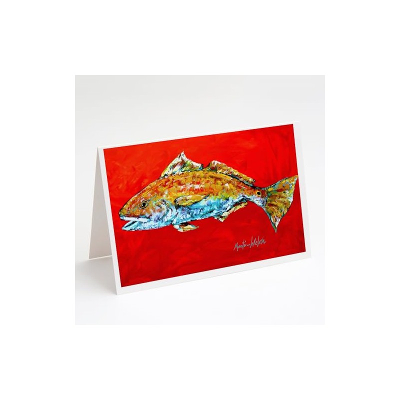 Caroline's Treasures Fish - Red Fish Red Head Greeting Cards
