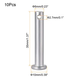 TA-VIGOR 10pcs 6 x 35mm Clevis Pins Single Hole, Zinc-Plated Steel Flat Head Link Hinge Pin Fastener for Mechanical Linkage, Ship Rigging, Fixed Parts