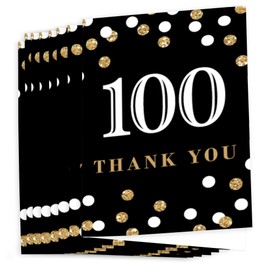Big Dot of Happiness Adult 100th Birthday - Gold - Birthday Party Thank You Cards (8 count)