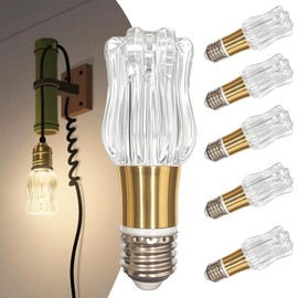 ELGOBST 6 Pack Vintage LED Bulbs, 5W Non-Dimmable Decorative Bulb Equivalent 30W, E26 Standard Base, 4000K Natural Light, Acrylic Light Bulb for Home Decor Lighting