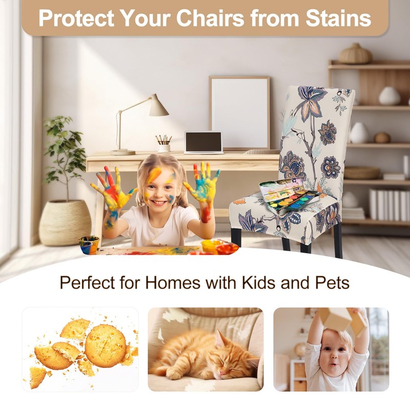 SearchI Fit Stretch Removable Washable Short Dining Chair Covers Slipcover