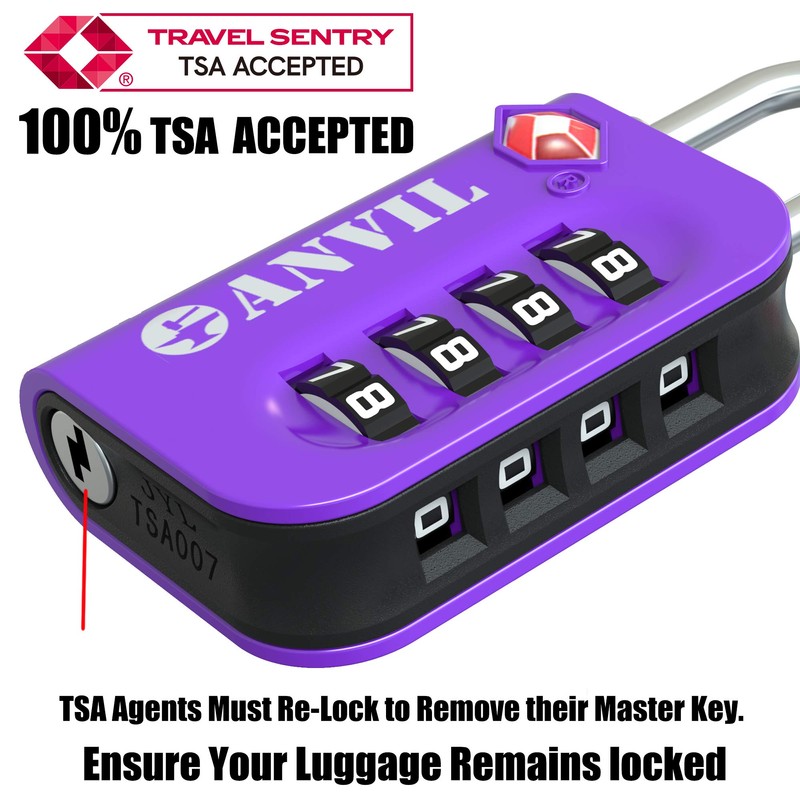 ANVIL TSA Approved Luggage Lock - 4 Digit Combination, 10,000