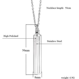 Jude Jewelers Stainless Steel Cone Shaped Perfum Ash Memorial Cremation Keepsake Holder Pendant Necklace (Cylinder)
