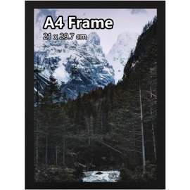 A4 Picture frames,Versatile Black Picture frame, A4 Poster Frame with Plexiglass and Mount, 21cm x 29.7cm Certificate Frame for Table Top and Wall Mounting