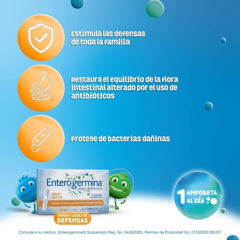 Pack Enterogermina Probioticos 4 Billones de UFC, 20 Ampolletas de