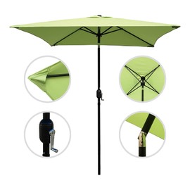ABBLE Outdoor Patio Umbrella 6.5 Ft Square with Tilt and Crank, Weather Resistant, UV Protective Umbrella, Durable, 6 Sturdy Steel Ribs, Market Outdoor Table Umbrella, Lime Green