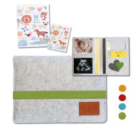 leymoon - U Book Cover, Gift for Pregnant Women and Mums with Many Compartments for Maternity Passport, Ultrasound Pictures, Children's Examination Book, Vaccination Certificate etc.