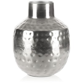 com-four® metal vase - metal vase for flowers - decorative vase for home and office - vase with dents - room decoration - hammered look (Design 3)