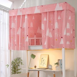 TINGSING Loft Bed Privacy Curtains, 2-Pack Breathable Dustproof Blackout Drapes for Single Sleeper Bunk Bed, Home and College Dorm Canopy Tent for Ultimate Privacy (Pink)