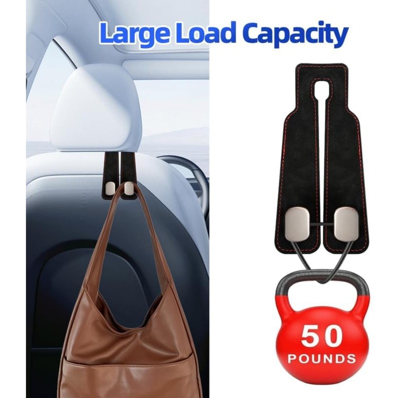 Usinynia 4 Pack Car Hooks for Headrest Double Car Seat