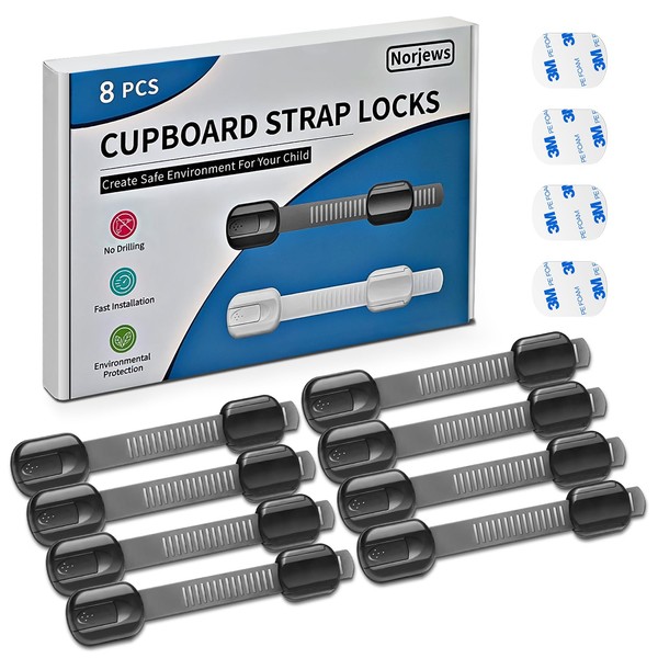 Norjews 8 Pack Cabinet Locks Baby Proofing, Child Safety Cupboard