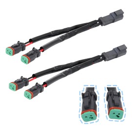 Viclaakesi 2 Pack Deutsch DT/DTP Connector Adapter Splitter Plug with Y-Harness - for Fog Lights, Work Lights, Truck Cab Roof Lights & Off-Road SUV LED Light Bar Wiring Harness Modification