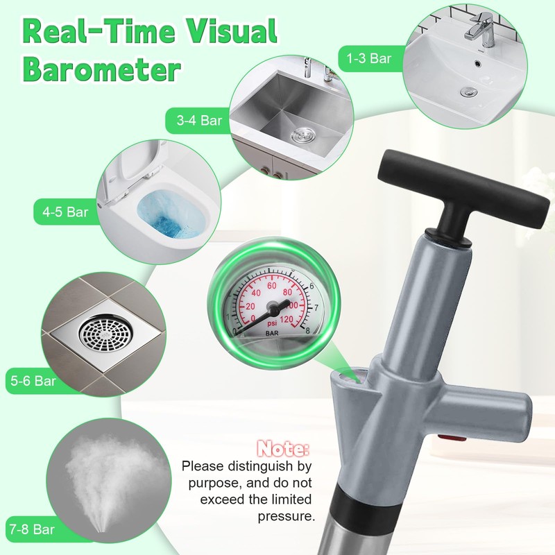 jojnawa High Pressure Toilet Plunger, Toilet Snake Air Drain Blaster