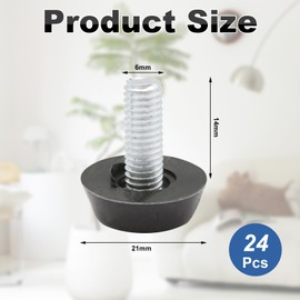 ZOCONE 24 Pcs Furniture Levelling Feet Adjustable Table Feet, M6 x 15mm Furniture Levellers Heavy Duty Furniture Screw Leveling Foot for Table Cabinets Chairs Floor Protector-(一)