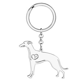 SHIGIE Edelstahl Niedlich Whippet Hund Schlüsselanhänger Auto Handtasche Brieftasche Schlüsselringe Welpen Tiere Schmuck Für Damen Haustiere Liebhaber Frauen Geschenke (Versilberung)